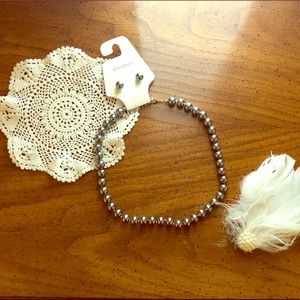 Matching black/silver necklace & earring set NWT.